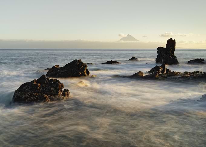 Wild coast with mountain