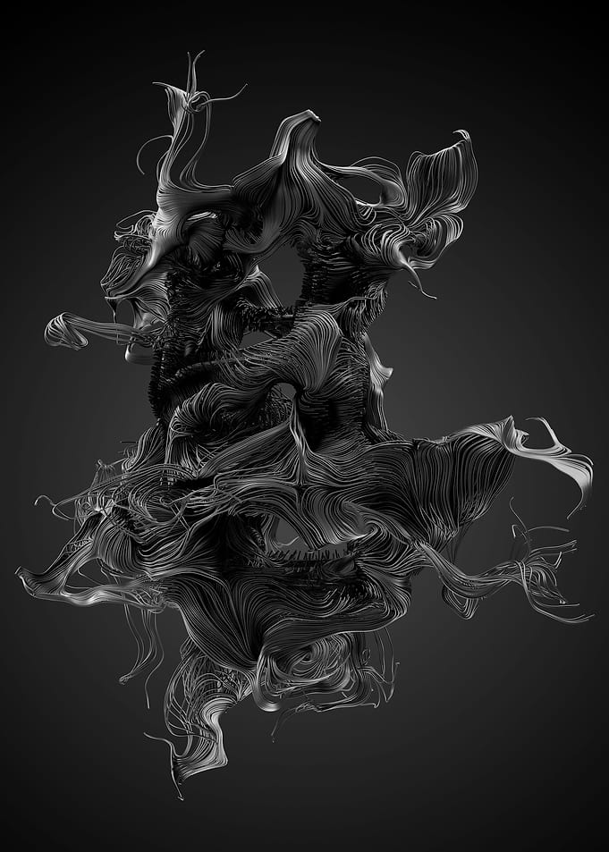 Chaotic Lines Art 17 BW
