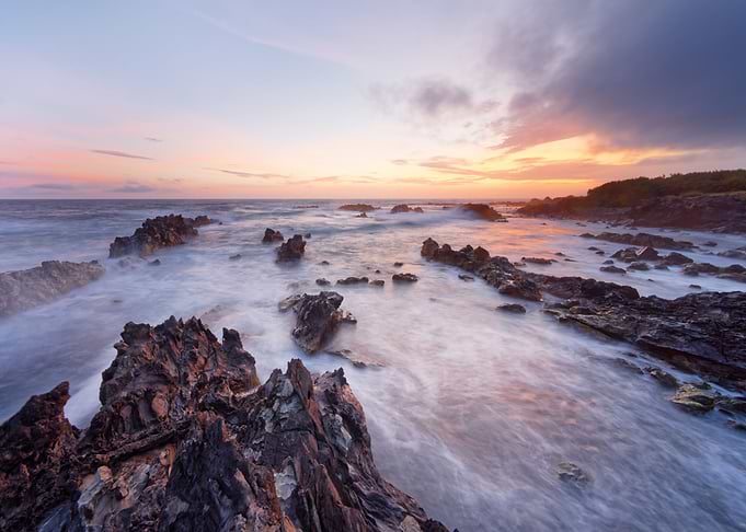 Wild coast in the evening