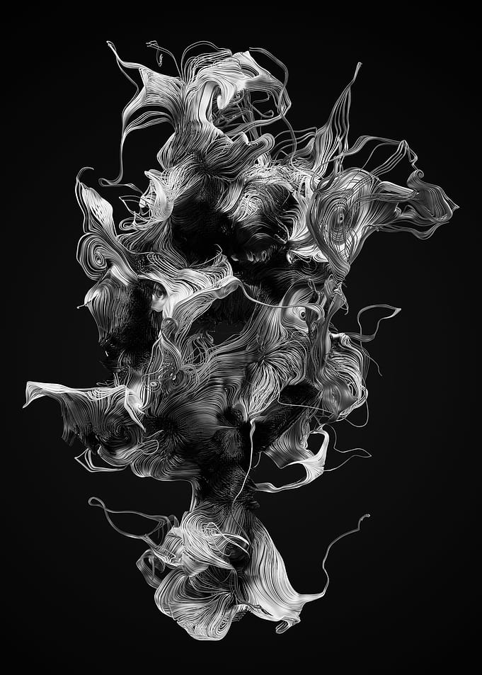 Chaotic Lines Art 24 BW