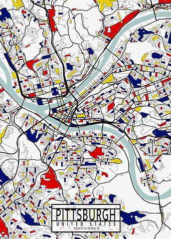 Pittsburgh Map Mondrian