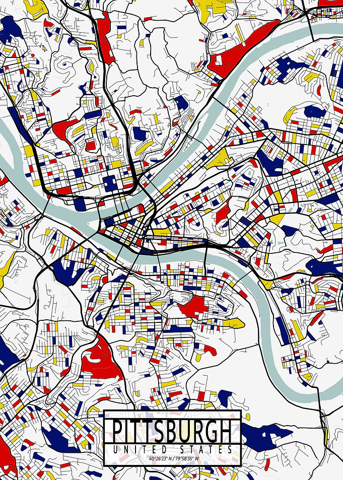 Pittsburgh Map Mondrian