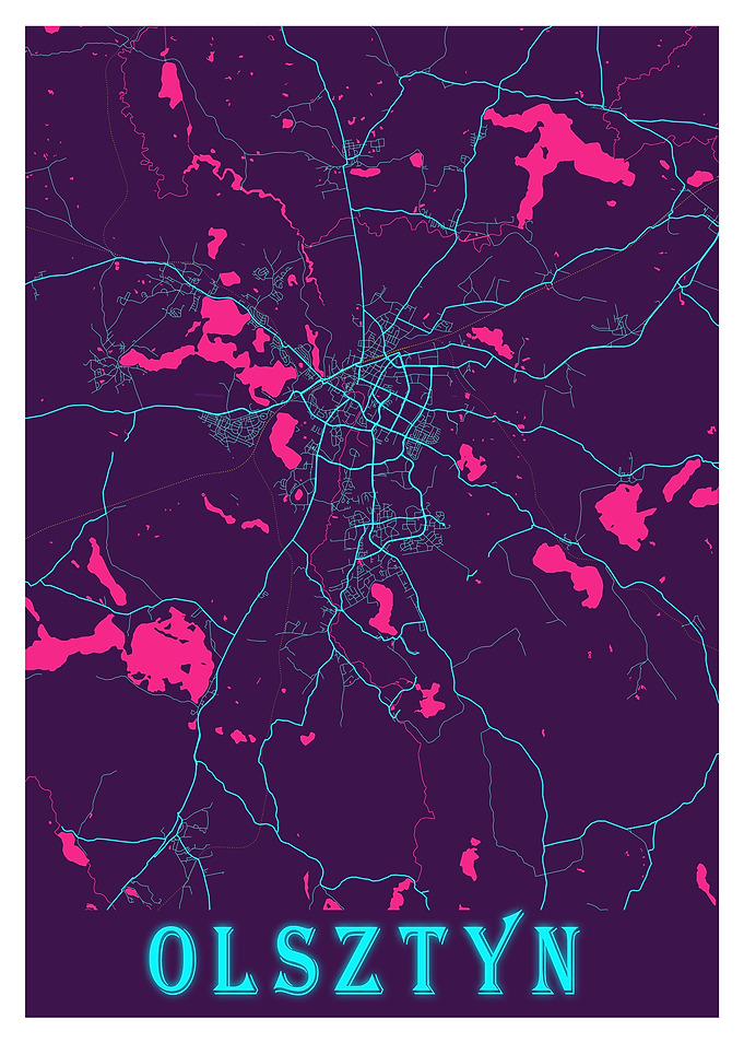Olsztyn Neon City Map