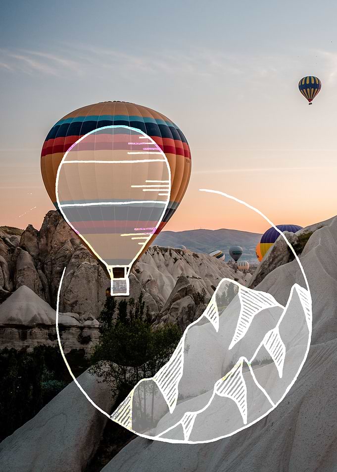 Hot air balloon in the air