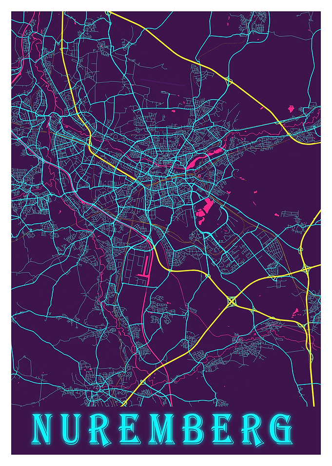 Nuremberg Neon City Map