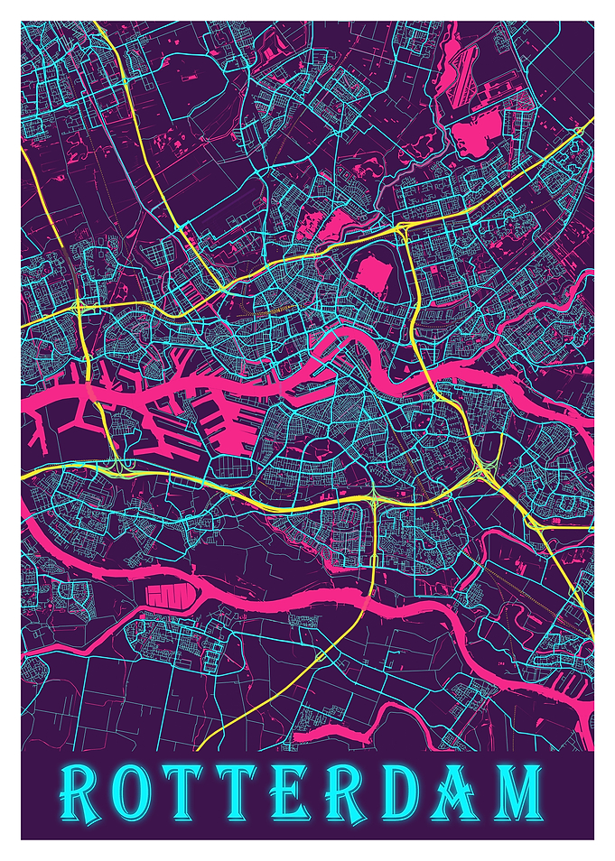 Rotterdam Neon City Map