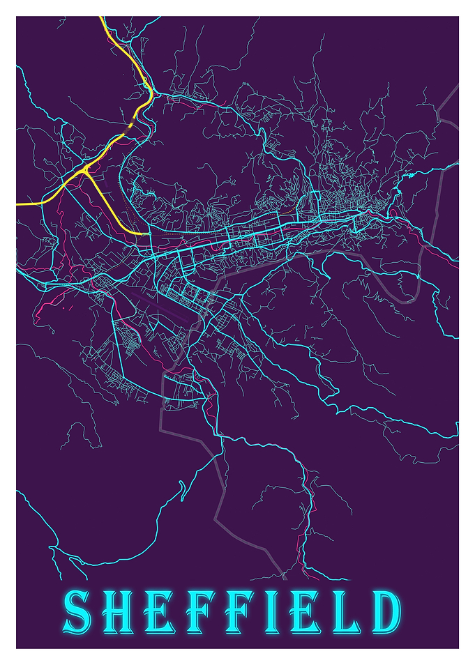 Sheffield Neon City Map