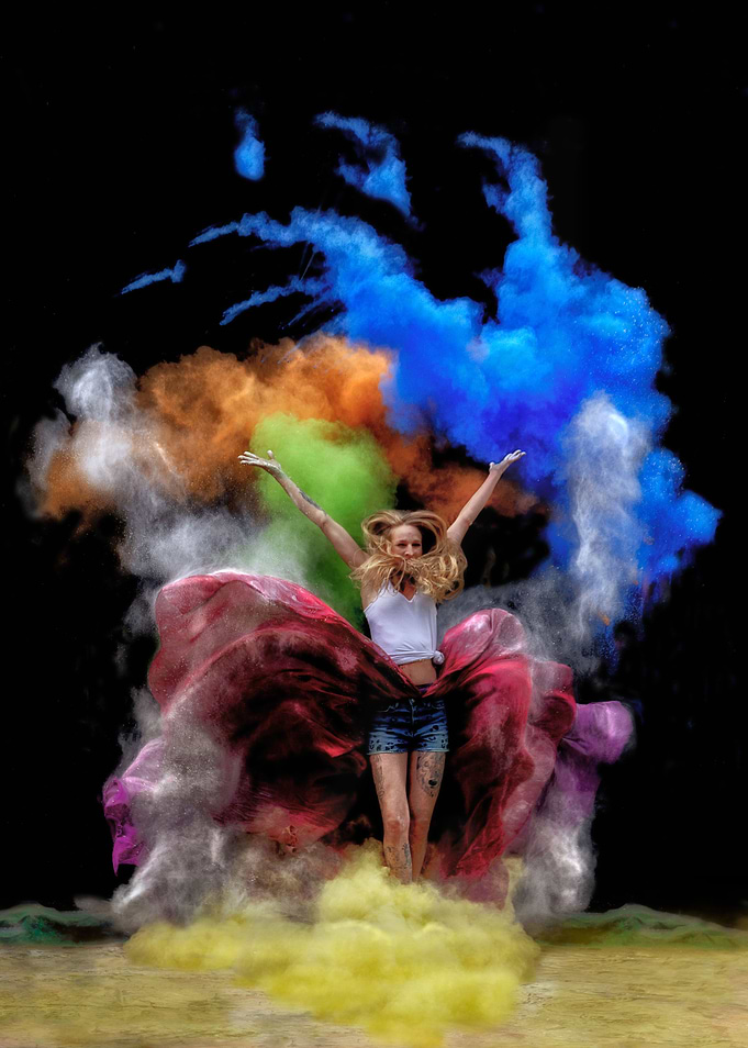 Woman dancer in the cloud