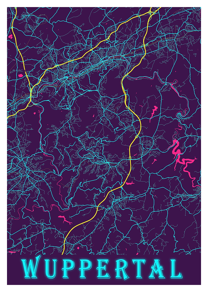 Wuppertal Neon City Map