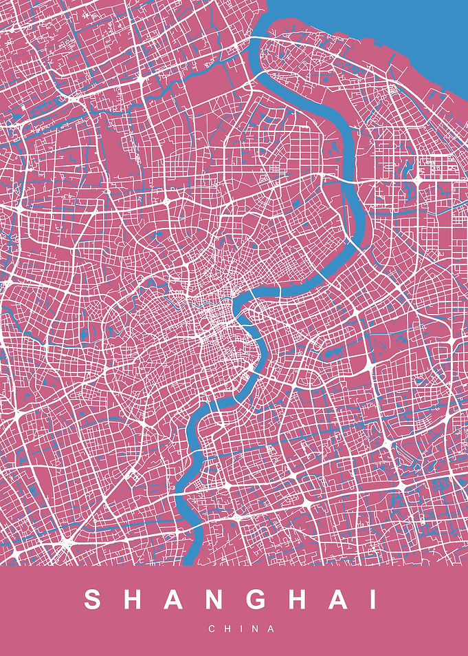 SHANGHAI Map China Pink