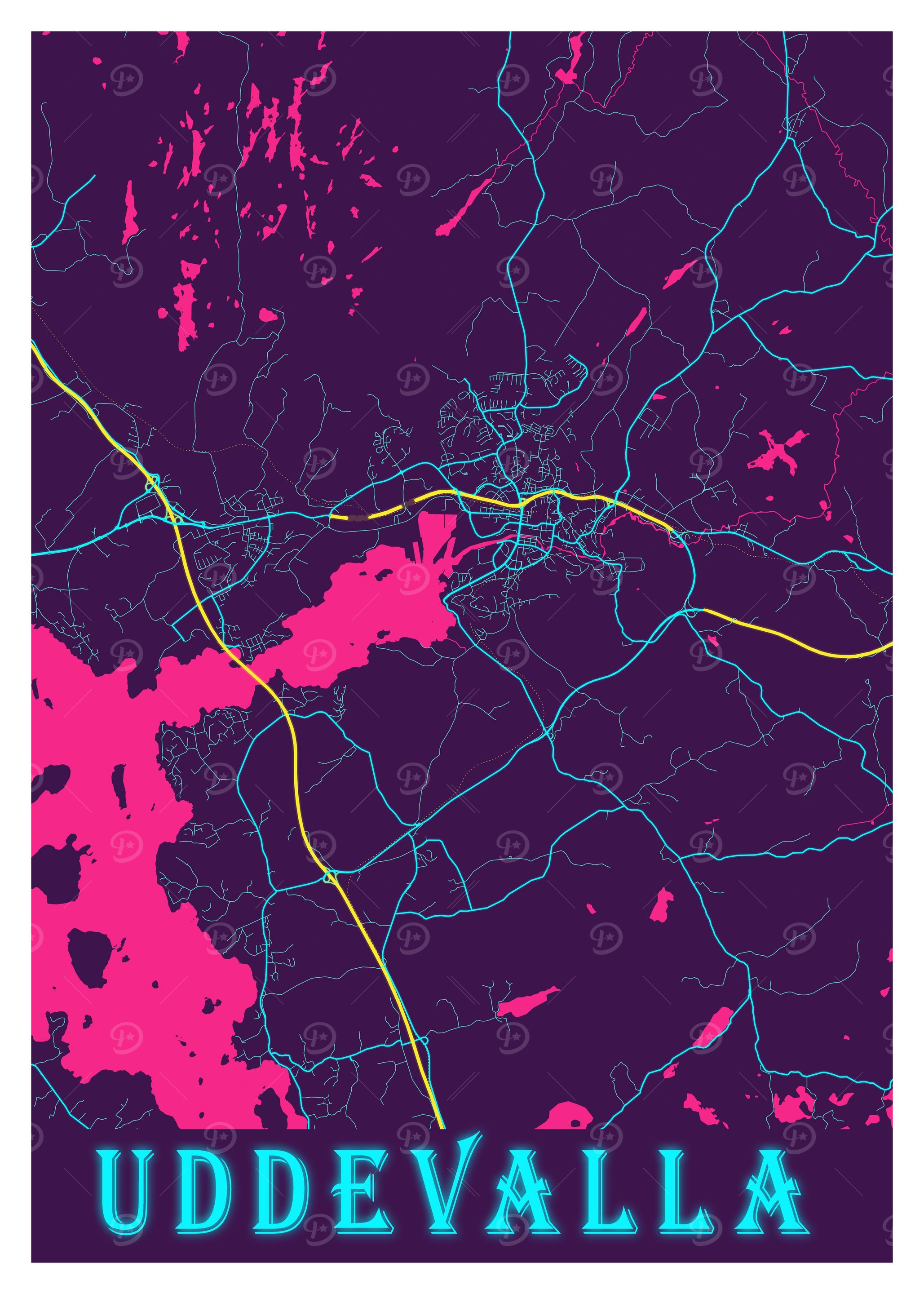 Uddevalla Neon City Map