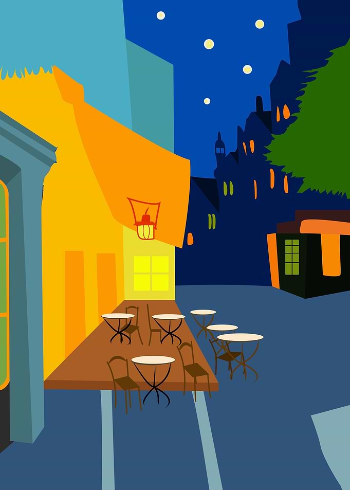 Cafe Terrace at night