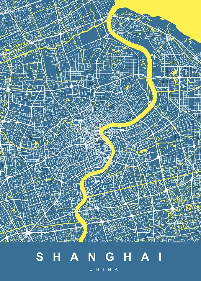 SHANGHAI Map China Blue