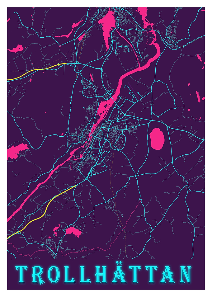 Trollhattan Neon City Map