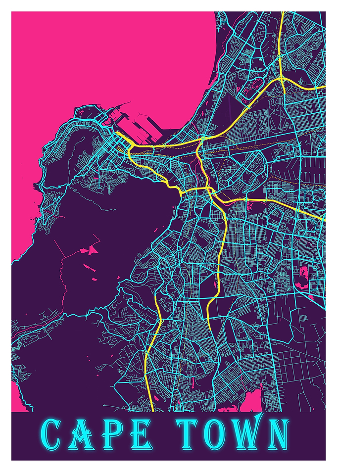 Johannesburg Neon City Map