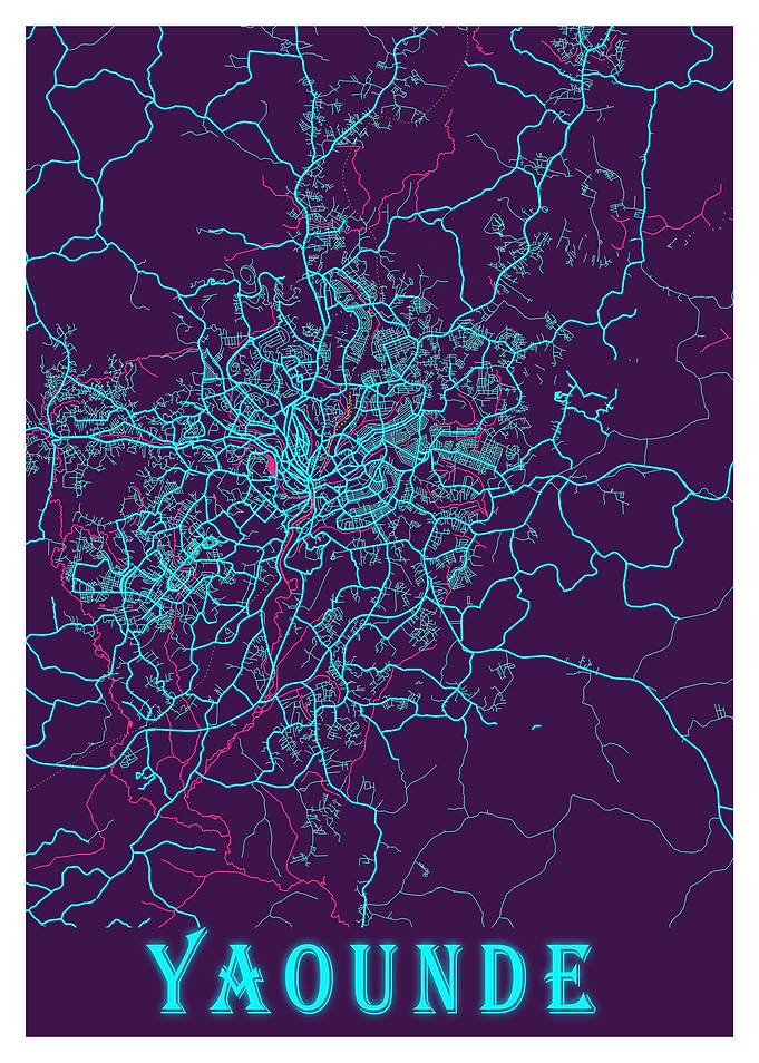 Yaounde Neon City Map