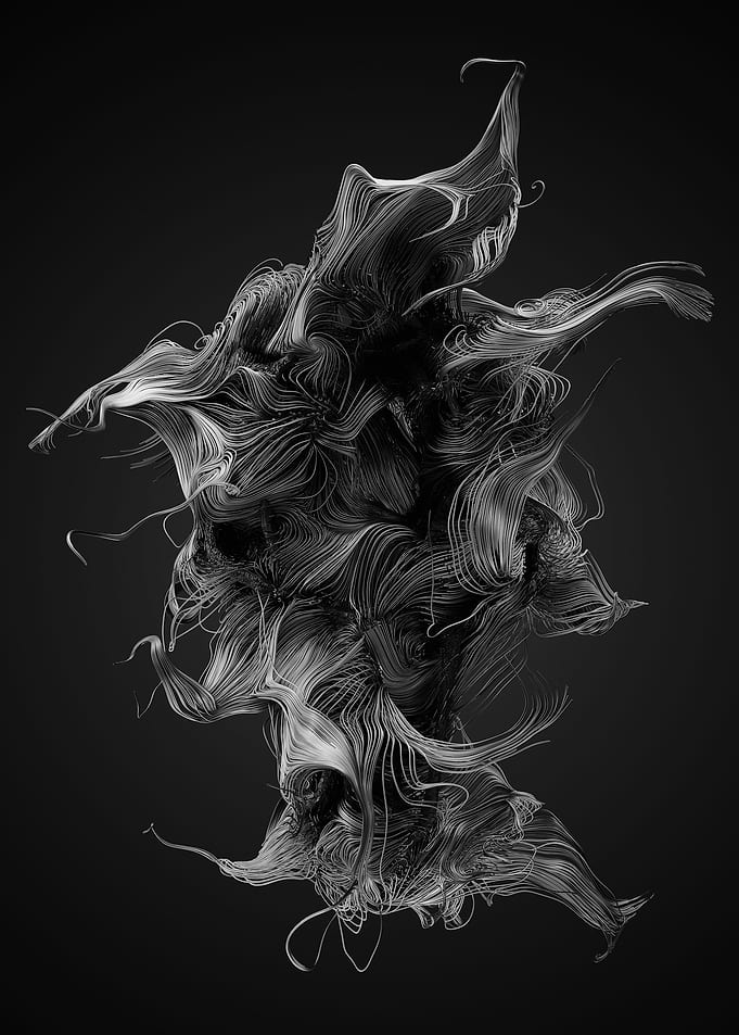 Chaotic Lines Art 28 BW