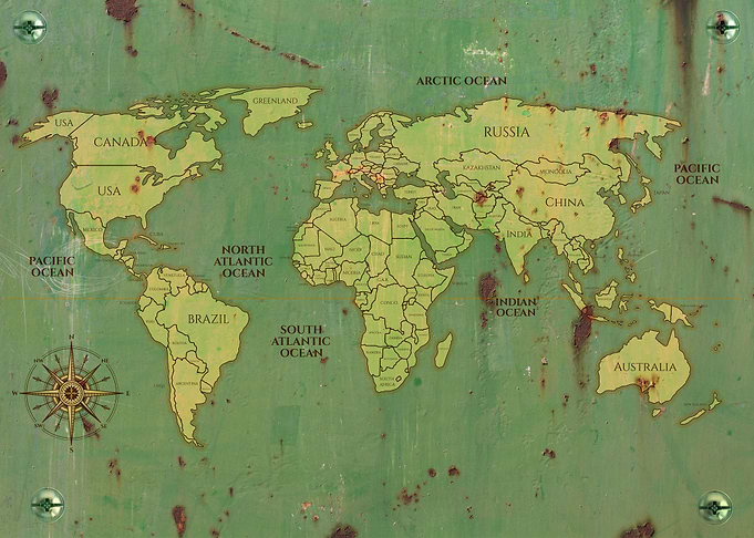 world map metal