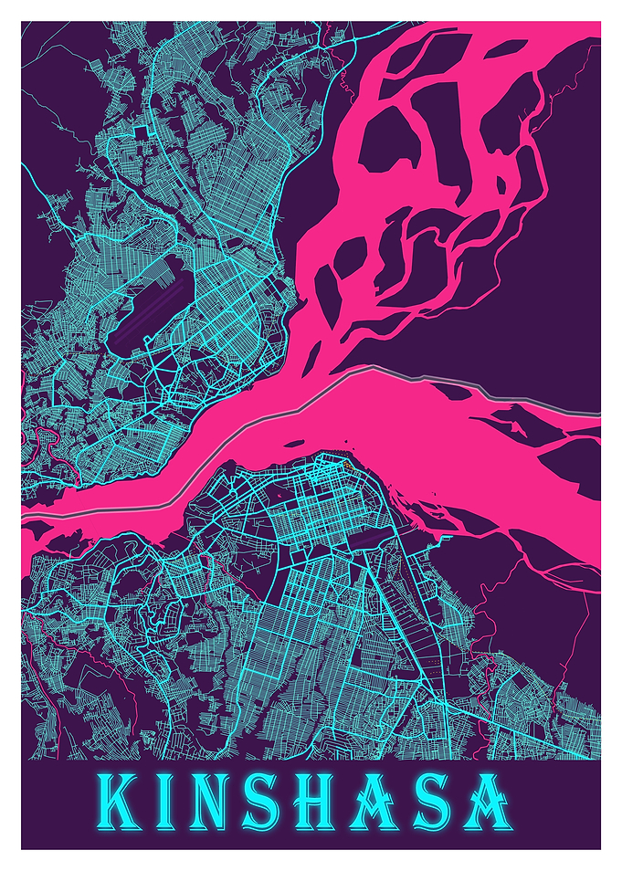 Kingshasa Neon City Map