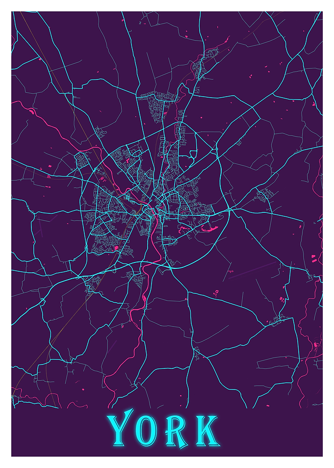 York Neon City Map