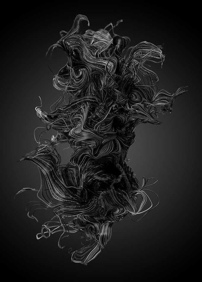 Chaotic Lines Art 26 BW
