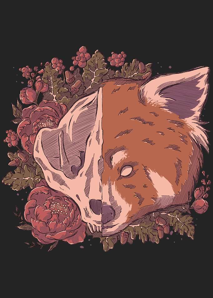 Autumn Red Panda Skull