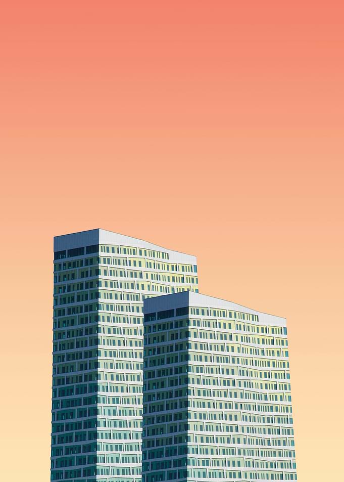 Two gray building