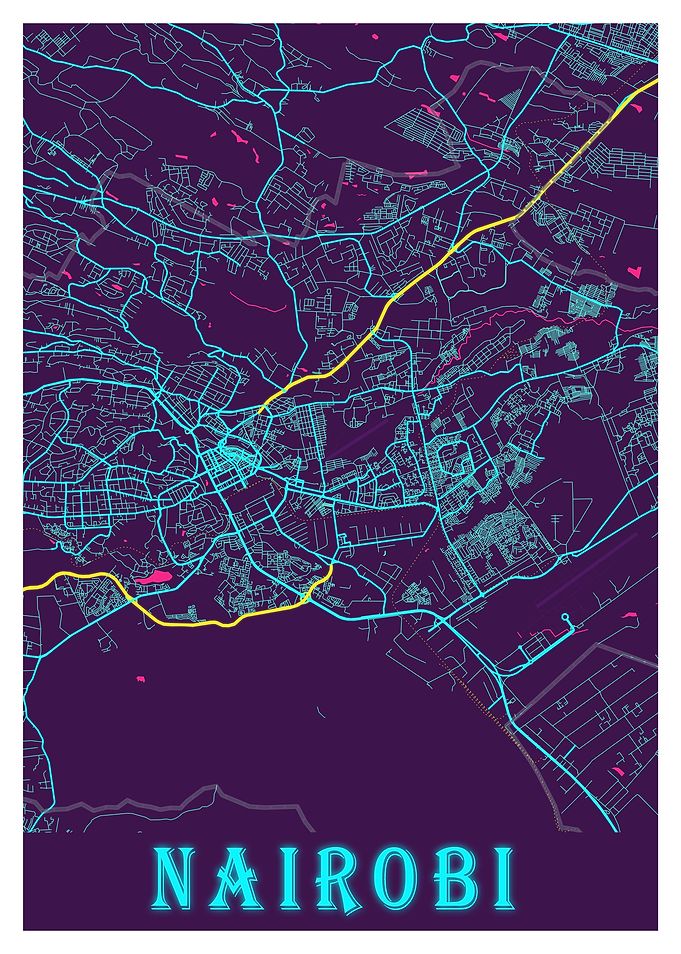 Nairobi Neon City Map