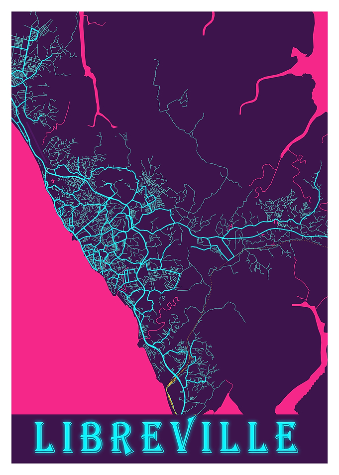 Libreville Neon City Map