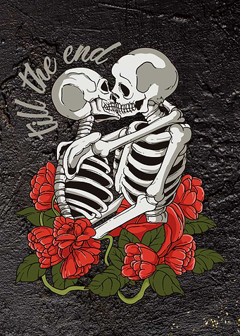 Love roses skull