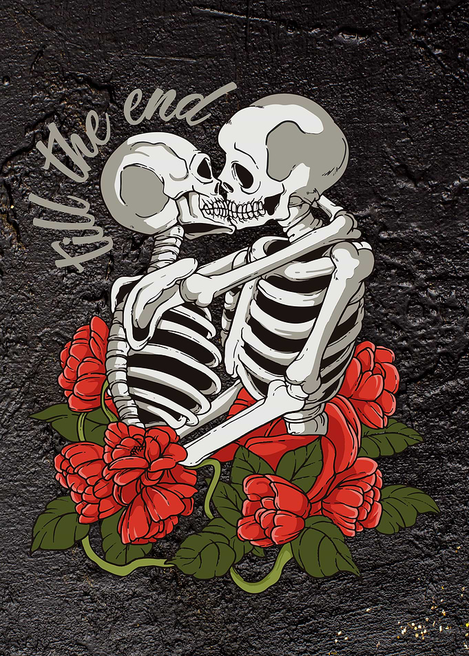 Love roses skull