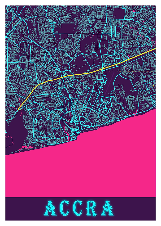 Accra Neon City Map