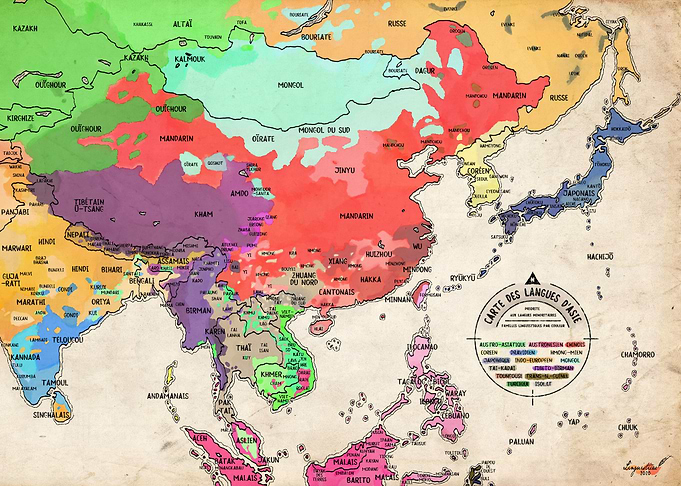 Carte des langues Asie
