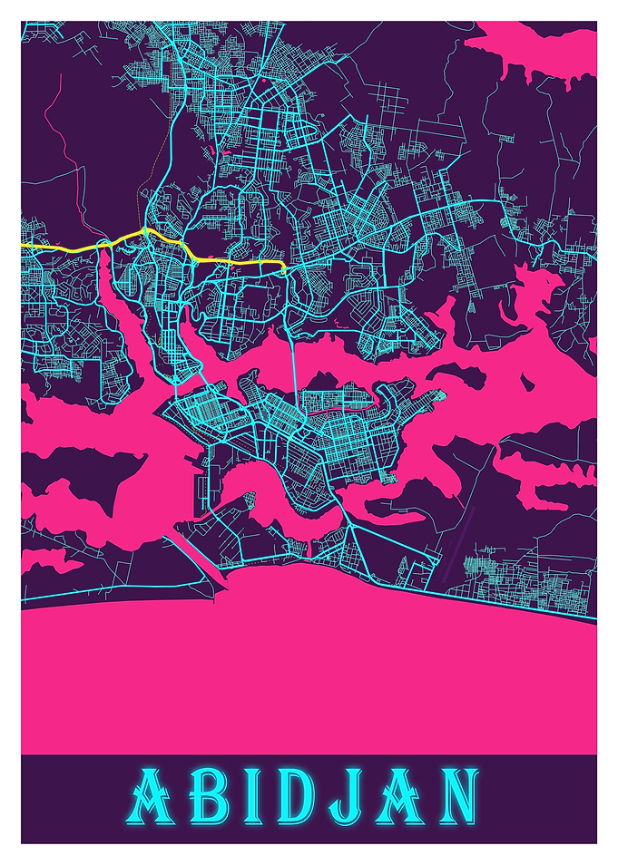 Abidjan Neon City Map