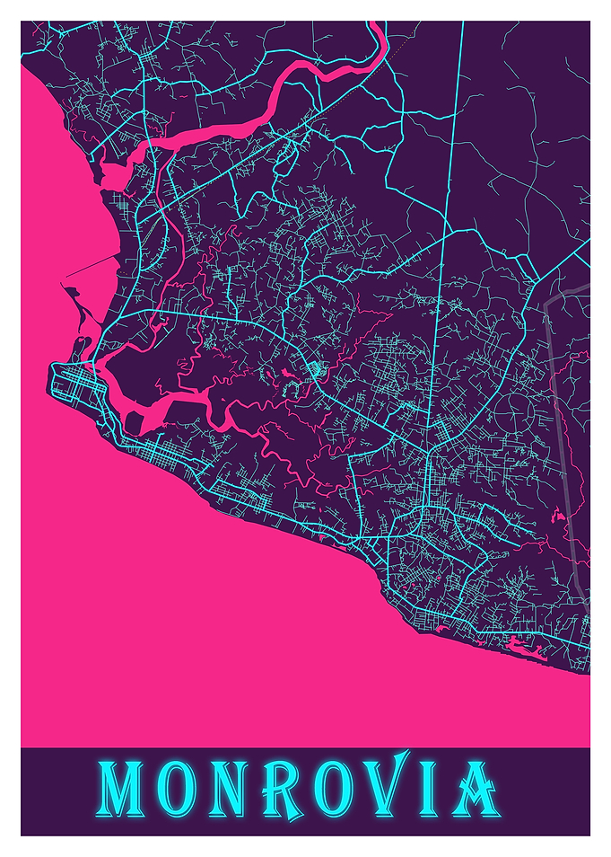 Monrovia Neon City Map