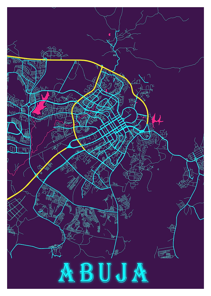 Abuja Neon City Map