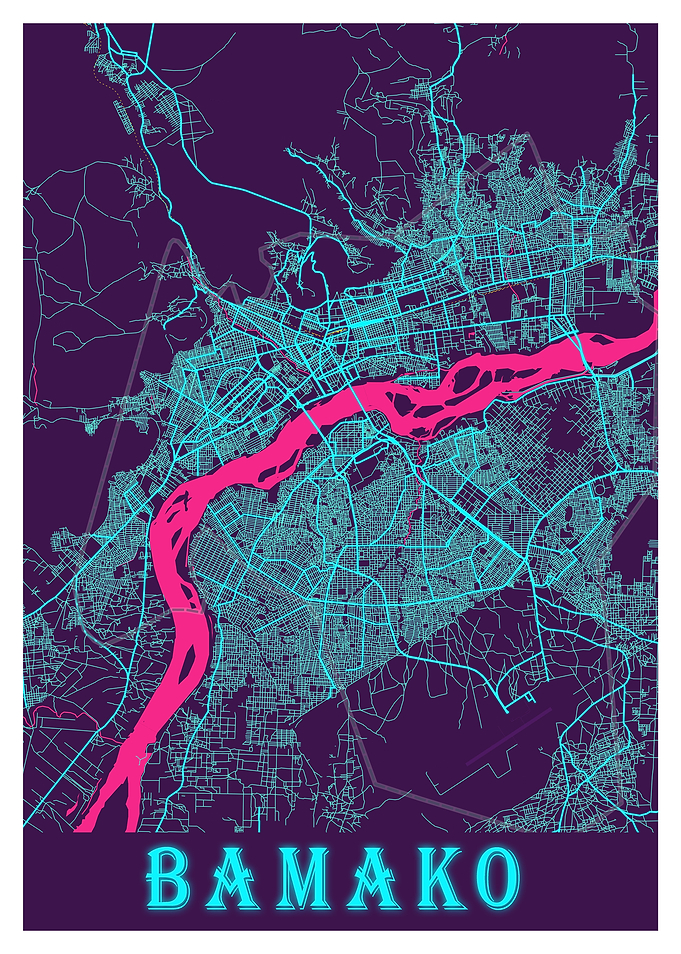 Bamako Neon City Map