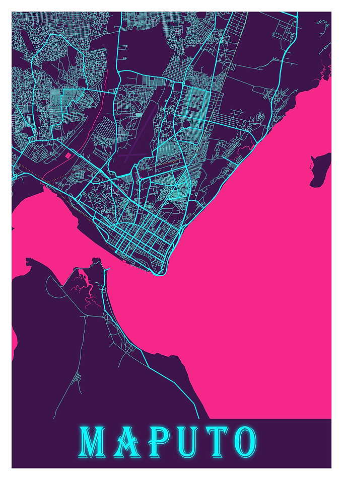 Maputo Neon City Map
