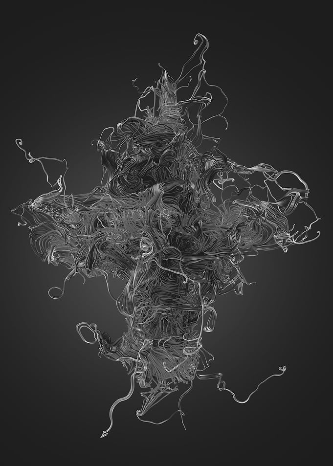 Chaotic Lines Art 36 BW