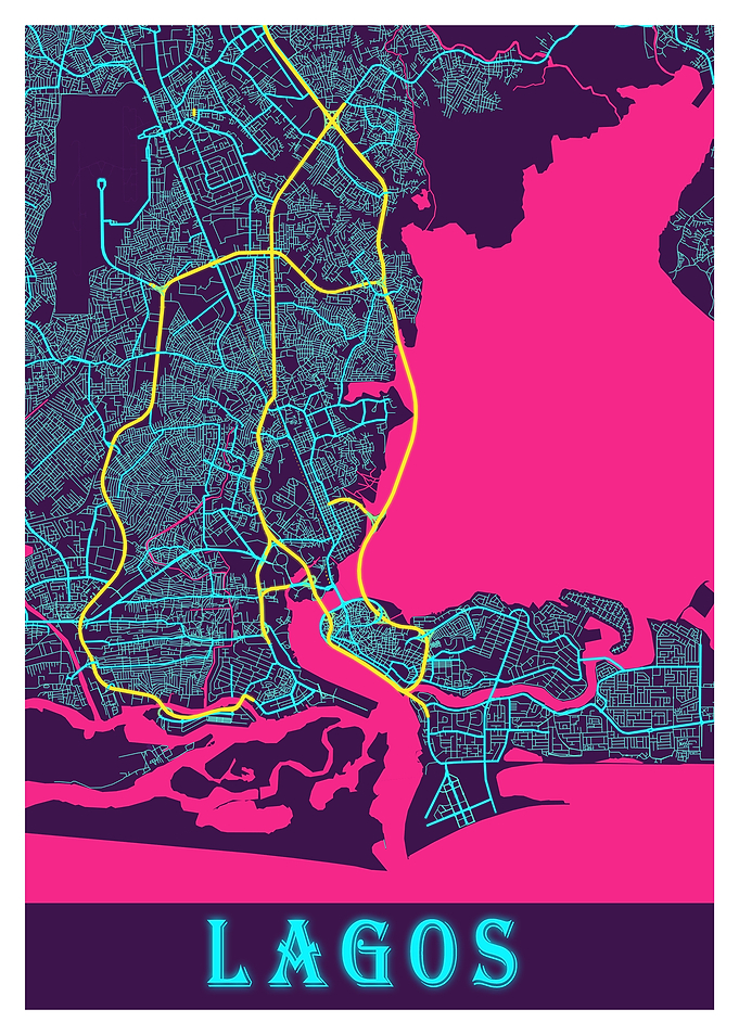 Lagos Neon City Map