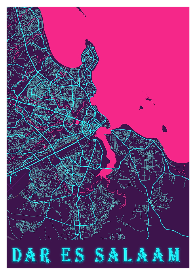 Dar Es Salaam Neon Map