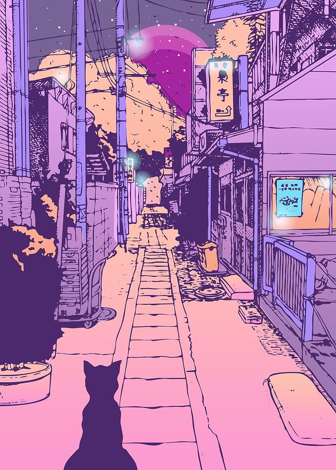 Japan Cat Street City Pop