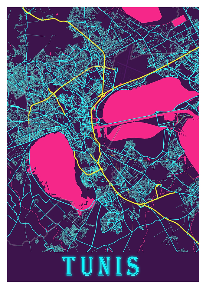 Tunis Neon City Map
