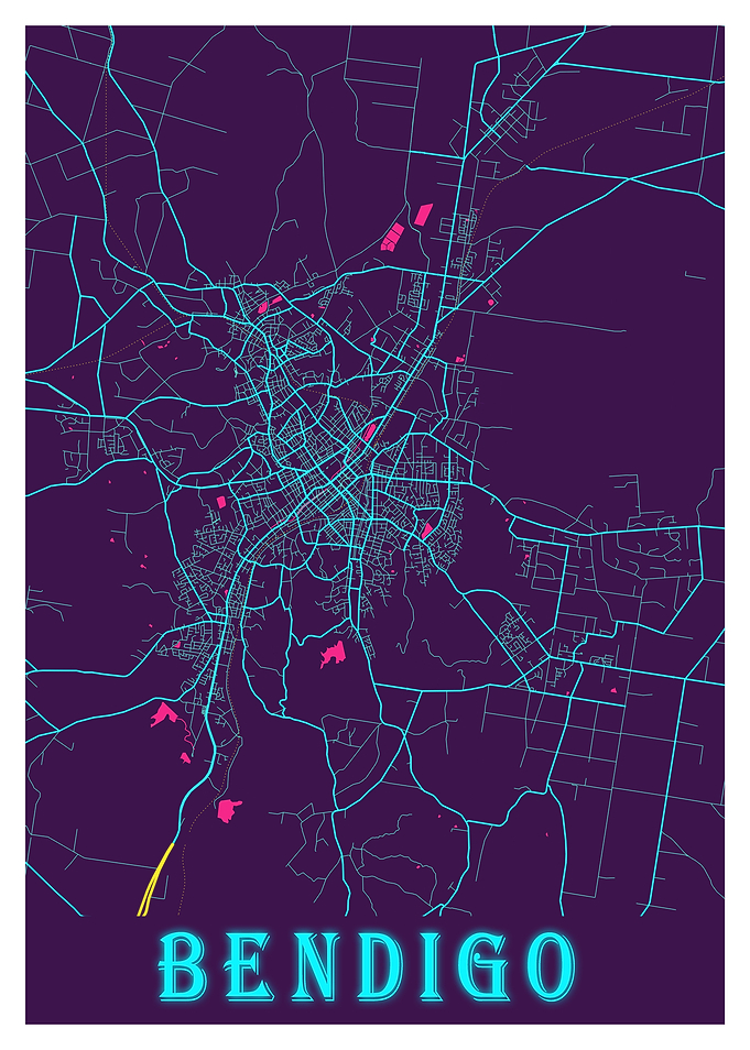 Bendigo Neon City Map