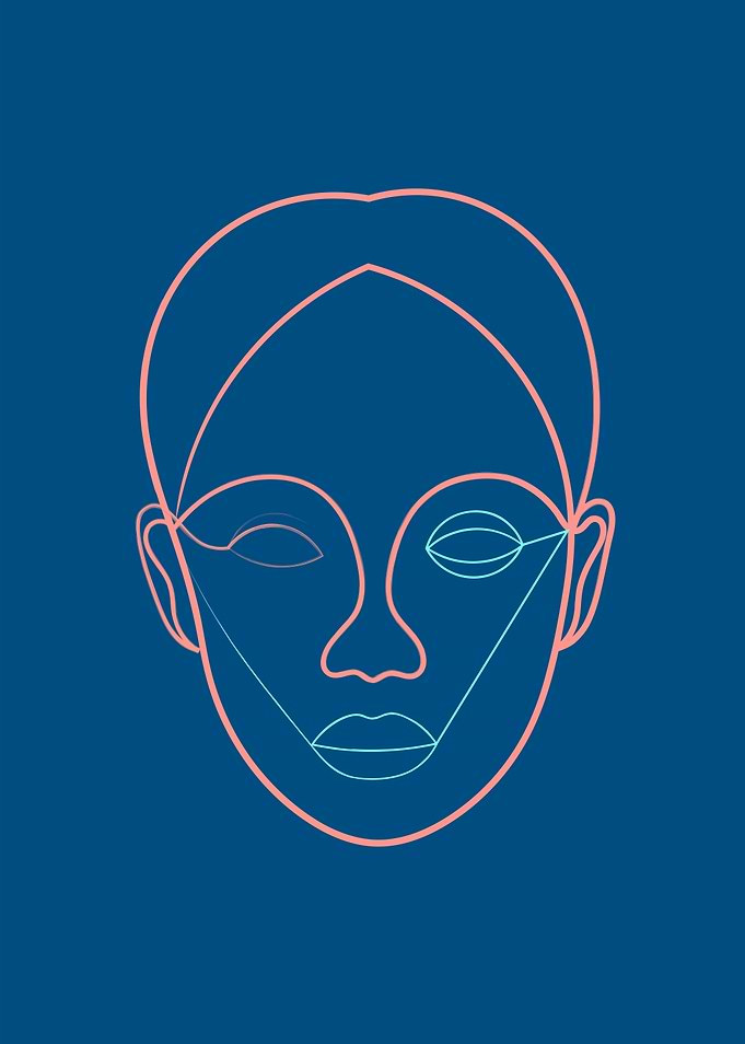 Minimal Portrait On Blue