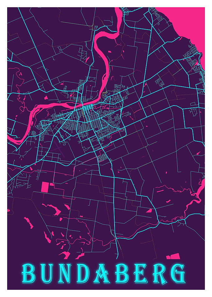 Bundaberg Neon City Map