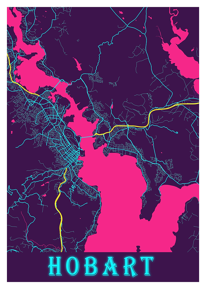 Hobart Neon City Map