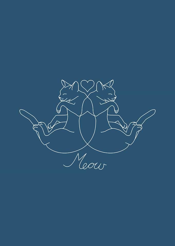 Cute cats line art mirror