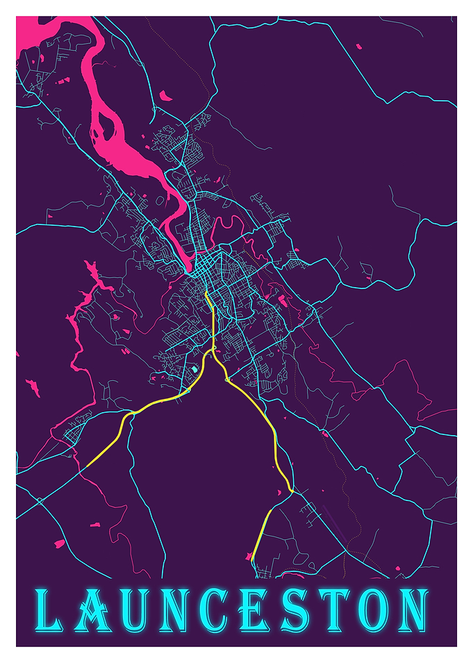 Launceston Neon City Map