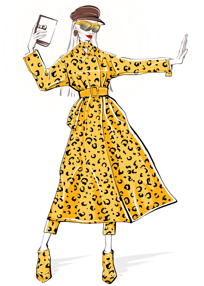 Yellow leopard coat art